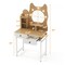 Kitty-Themed Vanity Desk with Mirror, Lights, and Built-In Power Outlets